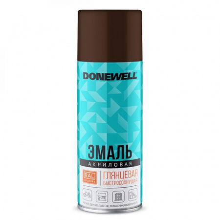 Эмаль аэроз. акриловая коричневая глянцевая RAL8017 520мл Donewell DW-A8017 (12)