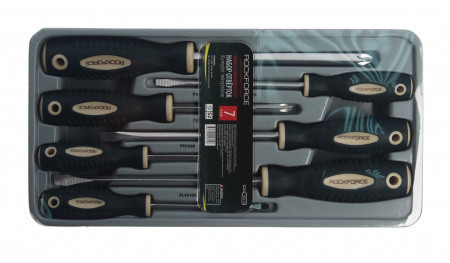 Набор отверток магнитных "Profi" S2, 7пр. (PH:1x80,2х100,3х150мм; SL:4x100, 5.5х125, 6.5х150, 8х175мм)в лотке ROCKFORCE /1