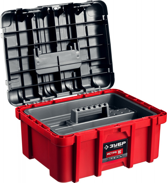 ЗУБР ИСТРА-16, 419 х 327 х 205 мм, (16″), Пластиковый ящик для инструментов, Профессионал (38132-16)