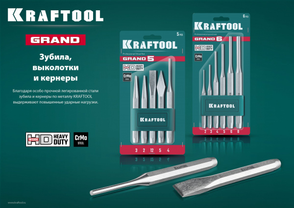 KRAFTOOL Grand, 10 х 140 мм, слесарное зубило по металлу (2103-10)