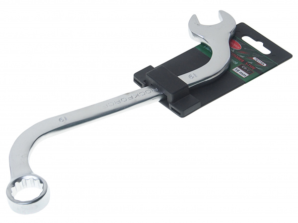 Ключ рожково-накидной 19мм RF-76119A S-образный на пластиковом держателе ROCKFORCE /1/10