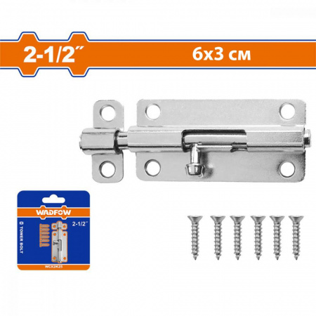 Шпингалет накладной 2,5" (6*3 см) хром  WADFOW WCX2K25