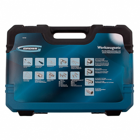 Набор инструментов, 1/4", 1/2", CrV, 120 зубьев, 109 предметов Gross Набор инструментов, 1/4", 1/2", CrV, 120 зубьев, 109 предметов Gross