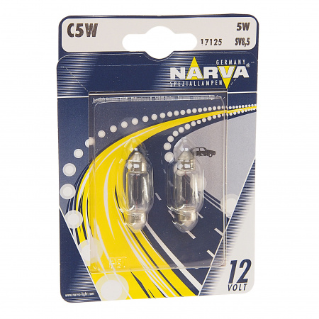 Автолампа C5W (SV8.5/8) 35мм (блистер, 2шт) 12V NARVA /1/10
