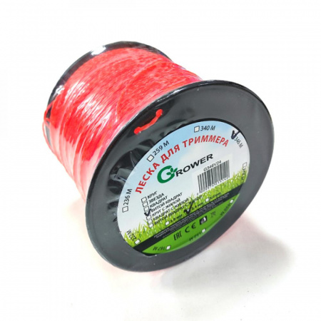 Леска для триммера GROWER (диаметр 2,4мм / ВИТОЙ КВАДРАТ / БУХТА, длина 346м) (8)