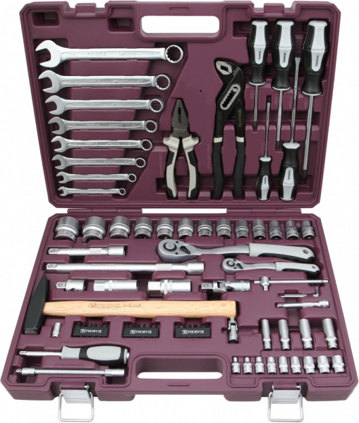 TS077/12 Набор инструмента универсальный 1/4", 1/2"DR с головками торцевыми 12-гранными, 77 предметов TS077/12 Набор инструмента универсальный 1/4", 1/2"DR с головками торцевыми 12-гранными, 77 предметов