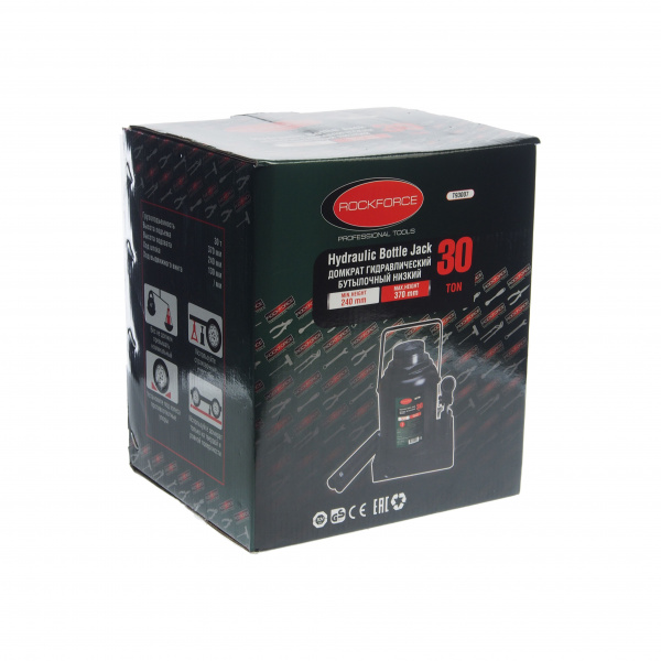 Домкрат гидравлический RF-T93007 бутылочный низкопрофильный 30т (выс.подъема 240-370мм) ROCKFORCE /1