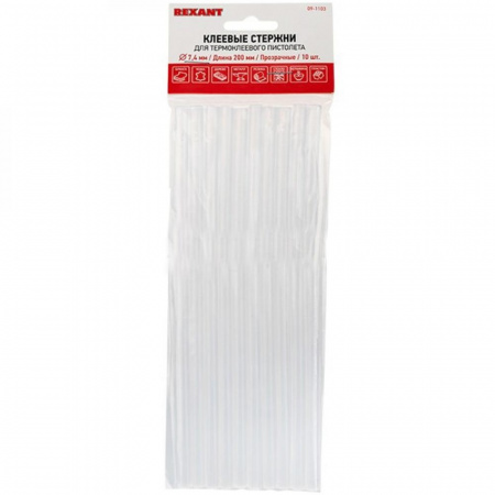 Стержни клеевые  7*200мм 10 шт в упак прозрачные REXANT (100)