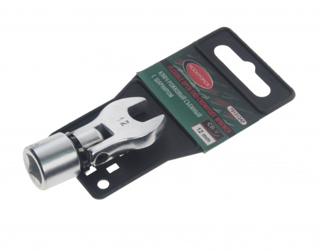 Ключ рожковый 12мм RF-751312AF съемный с шарниром 3/8", на пластиковом держателе ROCKFORCE /1