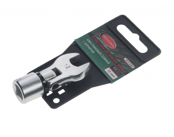 Ключ рожковый 12мм RF-751312AF съемный с шарниром 3/8", на пластиковом держателе ROCKFORCE /1