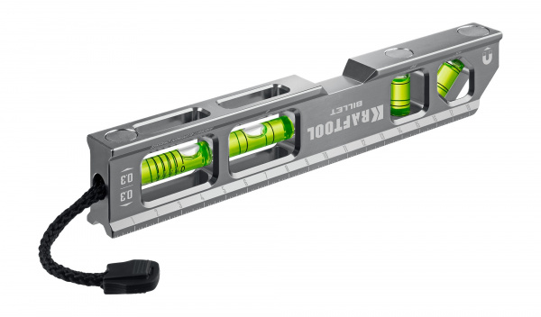KRAFTOOL BILLET-20, 8 в 1, 200 мм, точность 0.3 мм/м, 4 глазка, брусковый магнитный уровень (34790)