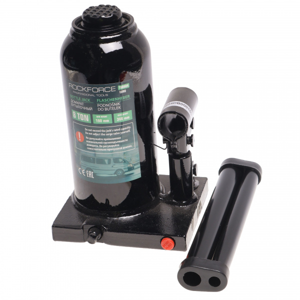 Домкрат гидравлический RF-T90804EURO бутылочный с клапаном 8т (выс.подъема 190-360мм) ROCKFORCE /1/4