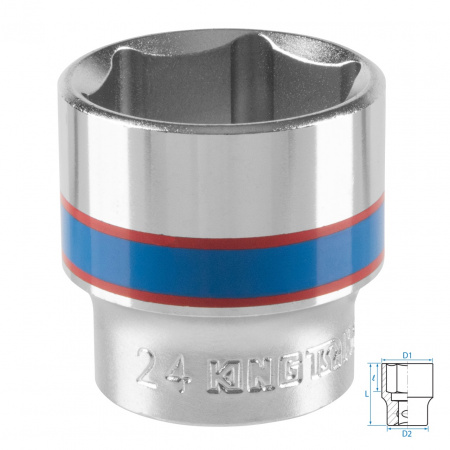 Головка торцевая стандартная шестигранная 3/8", 24 мм KING TONY 333524M