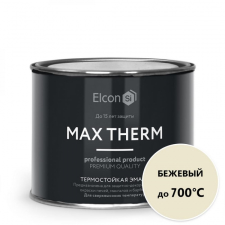 Эмаль термостойкая 400град  бежевая 0,4кг Elсon (24)