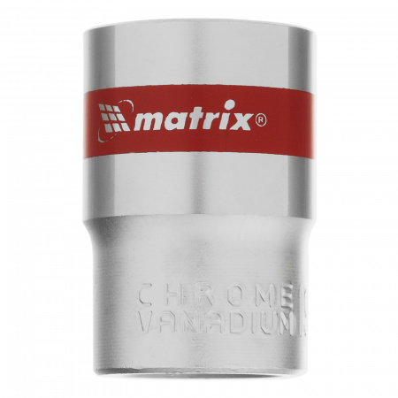 Головка торцевая, 19 мм, шестигранная, CrV, под квадрат 1/2, хромированная Matrix