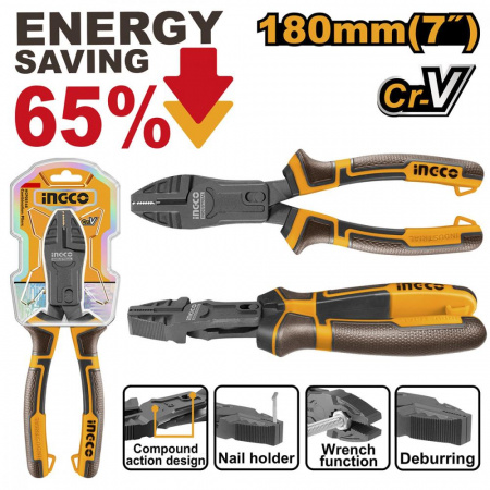 Плоскогубцы  180 мм INGCO HCCP58180 комбинированные INDUSTRIAL