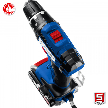 ЗУБР Т7, 20 В, 50 Н·м, 2 АКБ (4 А·ч), дрель-шуруповерт, кейс, Профессионал (DL-201-42)