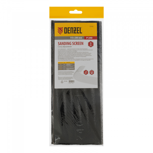 Сетка абразивная, P 240, 115 х 280 мм, 5 шт Denzel
