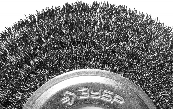 ЗУБР 150 х 12.7 мм, витая, стальная проволока 0.3 мм, дисковая щетка-крацовка для точильно-шлифовального станка, Профессионал (35185-150)