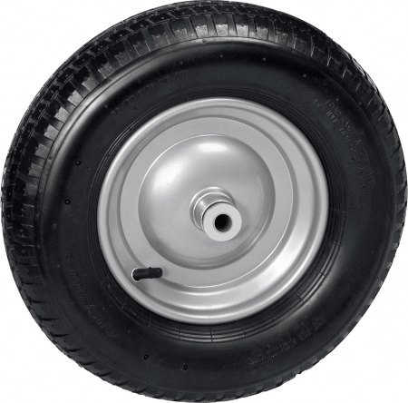 GRINDA WP-20, 4″ х 380 мм, для тачек (арт. 422401, 422406, 422408), стальной диск, подшипник - 20 мм, пневматическое колесо для тачки, PROLine (42240