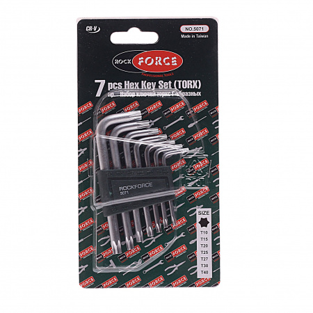 Набор ключей TORX RF-5071: Г-образных T10-40 7пр. на пласт. держат. ROCKFORCE /1/20/80