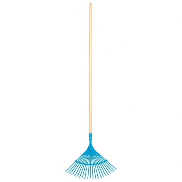 Грабли веерные стальные, 430 х 1550 мм, 22 плоских зуба, лакированный черенок, Luxe, Palisad