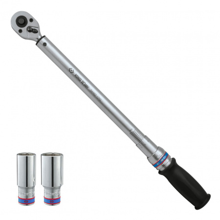 Динамометрический ключ 1/2", 40-200 Нм, "EXACT", футляр, в комплекте 2 торцевые головки KING TONY P34462-1DG