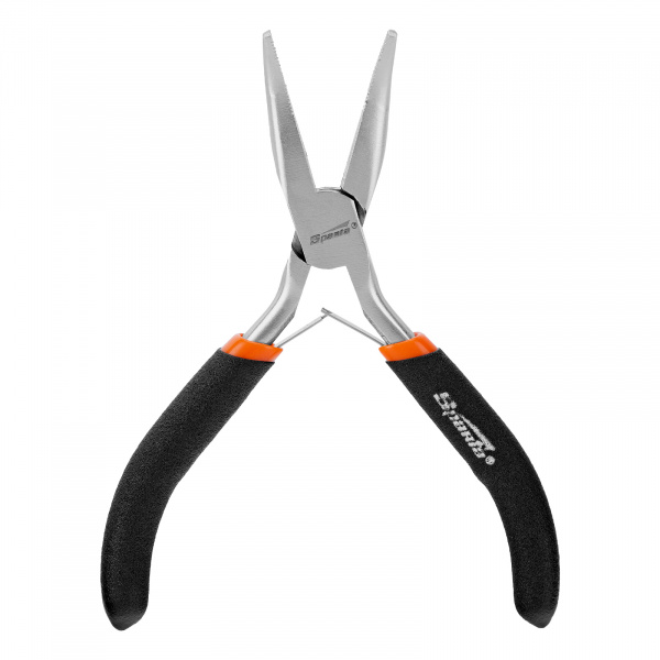 Длинногубцы изогнутые Mini, 130 мм, никелированные, авторазжим Sparta