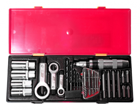 JTC Набор инструментов для демонтажа крепежных элементов с поврежденной резьбой 26 предметов в кейсе JTC