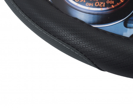 Оплетка руля MIS-2023STW08A (L) чёрная с серой вставкой MISTAR /1/25