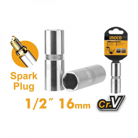 Головка свечная 1/2" 16 мм INGCO HSPS12161 INDUSTRIAL