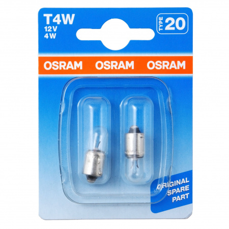 Автолампа T4W (BA9s) (блистер, 2шт) 12V OSRAM /1/10