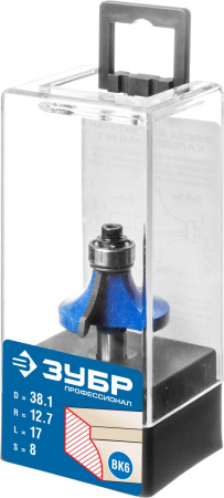 ЗУБР 38.1 x 17 мм, радиус 12.7 мм, фреза кромочная калевочная №1, Профессионал (28701-38.1)