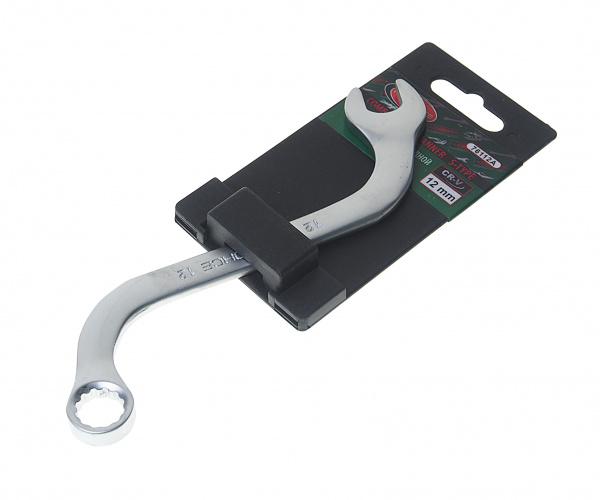 Ключ рожково-накидной 12мм RF-76112A S-образный на пластиковом держателе ROCKFORCE /1/10