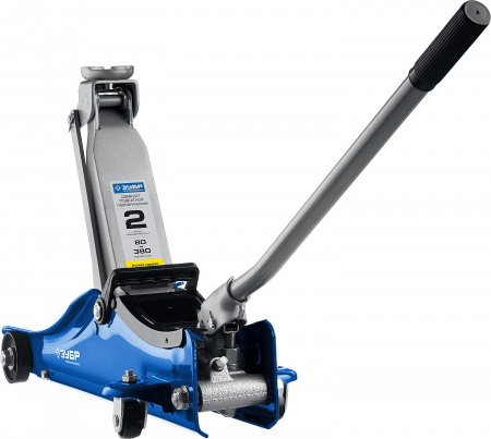 ЗУБР Т-55, 2 т, 80 - 380 мм, подкатной домкрат с увеличенным подъемом и низким подхватом, Профессионал (43058-2)