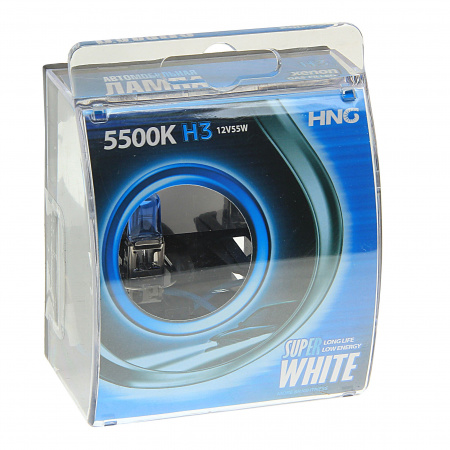 Автолампа H3 (55) PK22s SUPER WHITE 5500K (2шт) 12V  HNG /1/5/50