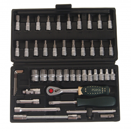 Набор торцевых головок и насадок RF-2462-5: 1/4"DR 6-гранных 46пр. ROCKFORCE /1/10