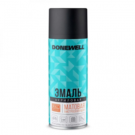 Эмаль аэроз. акриловая черная матовая RAL9005 520мл Donewell DW-A9005M (12)