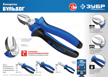 ЗУБР 180 мм, бокорезы, Профессионал (2201-5-18)