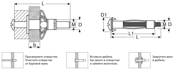 ЗУБР МОЛЛИ, М8 х 80 х 13 мм, 35 шт, анкер для пустотелых конструкций (302472-08-080)