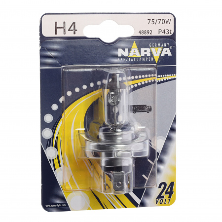 Автолампа H4 (75/70) P43t-38 (блистер) 24V NARVA /1/10