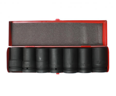JTC Набор головок торцевых 1" 6-ти гранных 24-38мм ударных глубоких 7 предметов в кейсе JTC