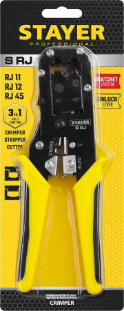 STAYER S-RJ, (RJ45, RJ11, RJ12), универсальный кримпер, Professional (22652)