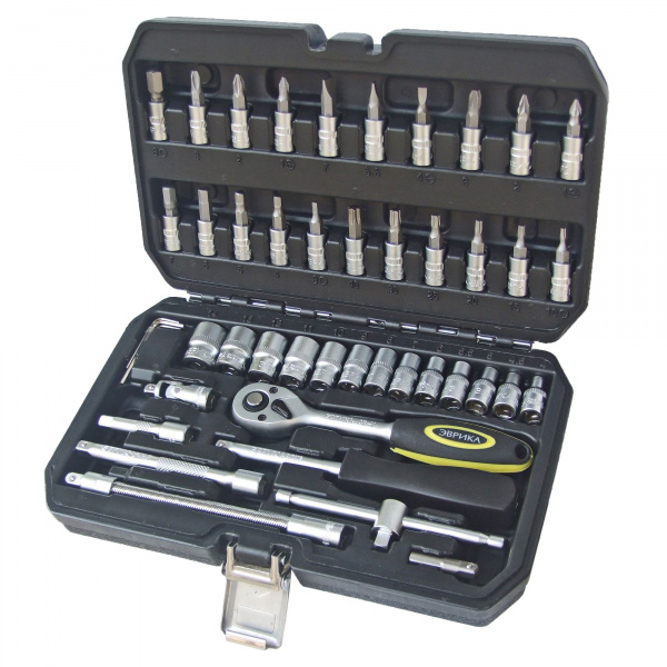 Набор торцевых головок ER-80046 1/4"DR 6-гранный 46 предметов ЭВРИКА 1/10 Набор торцевых головок ER-80046 1/4"DR 6-гранный 46 предметов ЭВРИКА 1/10