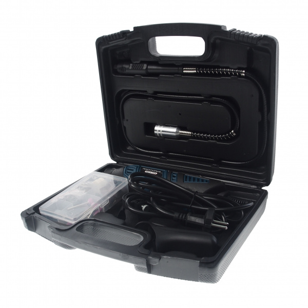 Гравер электрический ручной с набором аксессуаров(170W, 220V, 8000-35000об/мин, цанга 2.3, 3.2мм), в кейсе ROCKFORCE /1