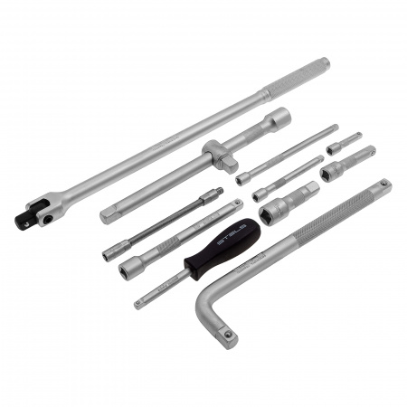 Набор инструментов, 1/2",3/8", 1/4", CrV, пластиковый кейс 142 предмета Stels Набор инструментов, 1/2",3/8", 1/4", CrV, пластиковый кейс 142 предмета Stels
