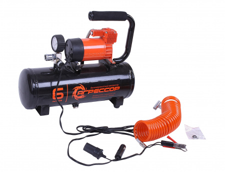 Компрессор АГРЕССОР AGR-6LT поршневой с ресивером 6л 180W (35л/мин) 12V AUTOPROFI /1/2