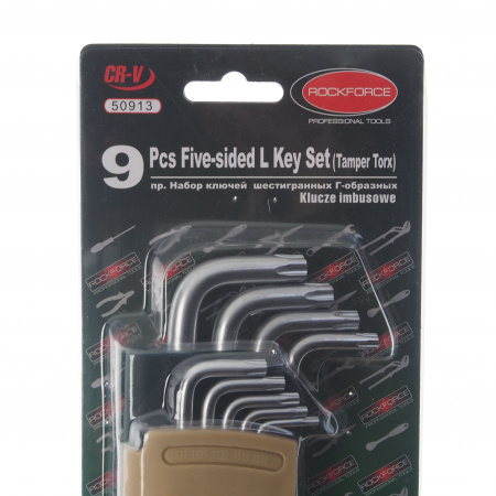 Набор ключей RF-50913 Г-образных TORX 5-лучевых, 9пр.(TS10,TS15,TS20,TS25,TS27,TS30,TS40,TS45,TS50 с отверстием)в пластиковом держателе ROCKFORCE Набор ключей RF-50913 Г-образных TORX 5-лучевых, 9пр.(TS10,TS15,TS20,TS25,TS27,TS30,TS40,TS45,TS50 с отверстием)в пластиковом держателе ROCKFORCE