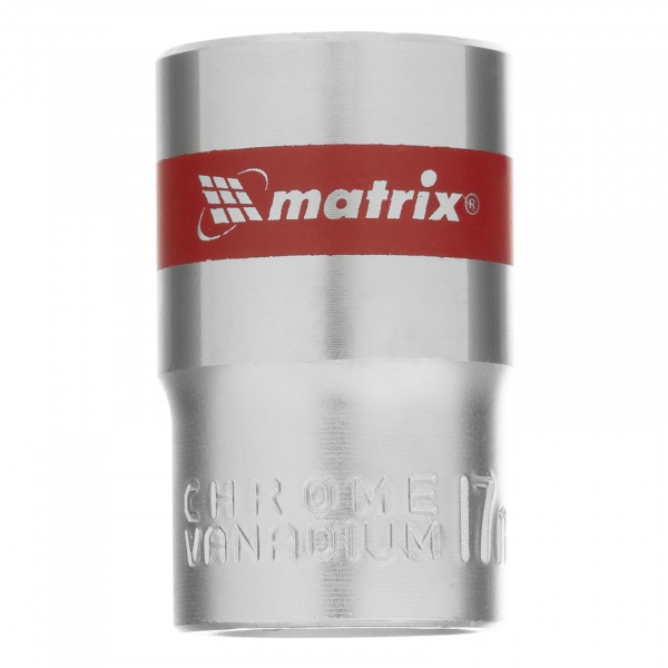 Головка торцевая, 17 мм, шестигранная, CrV, под квадрат 1/2, хромированная Matrix Головка торцевая, 17 мм, шестигранная, CrV, под квадрат 1/2, хромированная Matrix