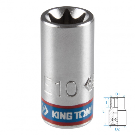 Головка торцевая TORX Е-стандарт 1/4", E10, L = 24 мм KING TONY 237510M